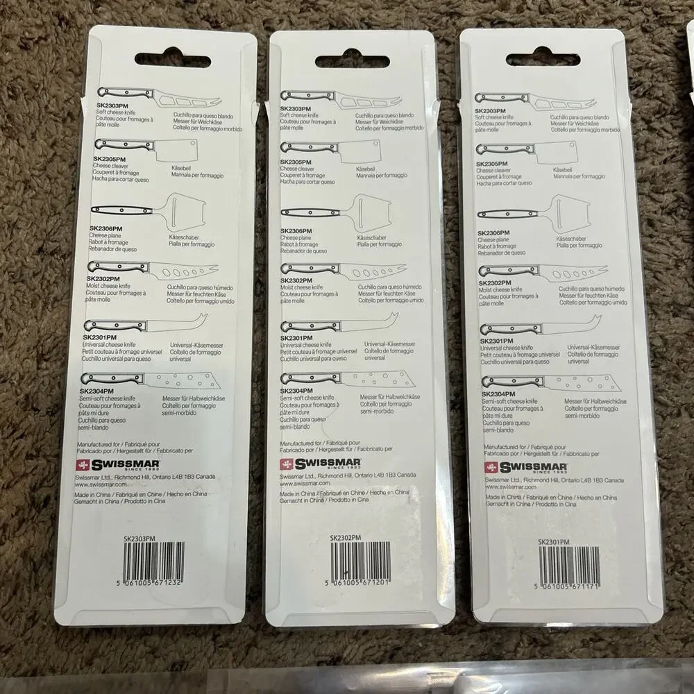 Swissmar 9 Piece Cheese Knife & Picks Set All New & Sealed W/ Black Handles!
